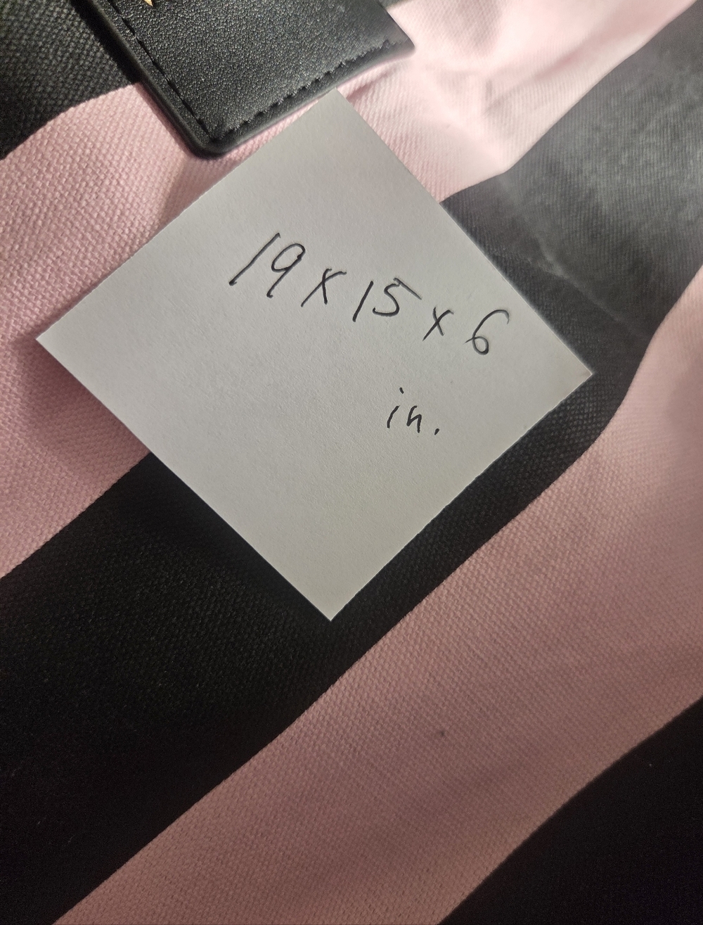Victoria's Secret Pink, Hot Pink & Black Striped Canvas Tote - Picture 4 of 4